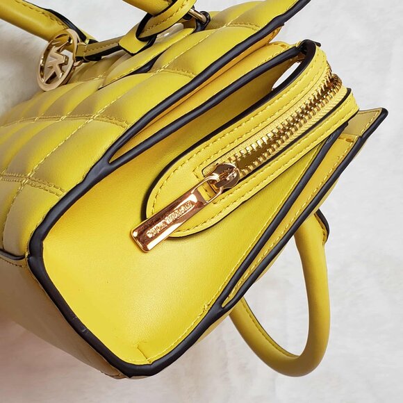 💛NEW Michael Kors SHEILA Small CZ Quilted Vegan Satchel Crossbody Handbag Purse - Picture 14 of 16